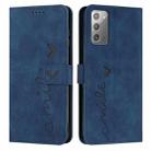For Samsung Galaxy Note20 Skin Feel Heart Pattern Leather Phone Case(Blue) - 1