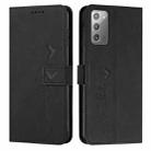 For Samsung Galaxy Note20 Skin Feel Heart Pattern Leather Phone Case(Black) - 1
