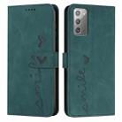 For Samsung Galaxy Note20 Skin Feel Heart Pattern Leather Phone Case(Green) - 1