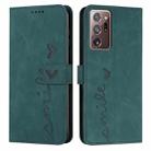 For Samsung Galaxy Note20 Ultra Skin Feel Heart Pattern Leather Phone Case(Green) - 1