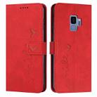 For Samsung Galaxy S9 Skin Feel Heart Pattern Leather Phone Case(Red) - 1