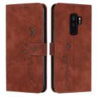 For Samsung Galaxy S9+ Skin Feel Heart Pattern Leather Phone Case(Brown) - 1