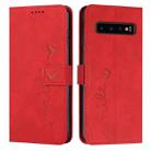 For Samsung Galaxy S10 Skin Feel Heart Pattern Leather Phone Case(Red) - 1