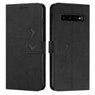 For Samsung Galaxy S10 Skin Feel Heart Pattern Leather Phone Case(Black) - 1