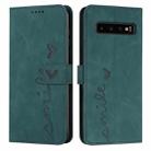 For Samsung Galaxy S10 Skin Feel Heart Pattern Leather Phone Case(Green) - 1