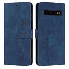 For Samsung Galaxy S10+ Skin Feel Heart Pattern Leather Phone Case(Blue) - 1