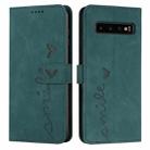 For Samsung Galaxy S10+ Skin Feel Heart Pattern Leather Phone Case(Green) - 1