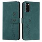 For Samsung Galaxy S20 Skin Feel Heart Pattern Leather Phone Case(Green) - 1