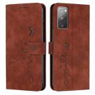 For Samsung Galaxy S20 FE Skin Feel Heart Pattern Leather Phone Case(Brown) - 1