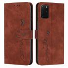 For Samsung Galaxy S20+ Skin Feel Heart Pattern Leather Phone Case(Brown) - 1