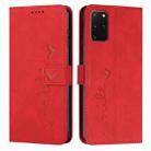 For Samsung Galaxy S20+ Skin Feel Heart Pattern Leather Phone Case(Red) - 1