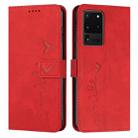 For Samsung Galaxy S20 Ultra Skin Feel Heart Pattern Leather Phone Case(Red) - 1