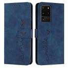 For Samsung Galaxy S20 Ultra Skin Feel Heart Pattern Leather Phone Case(Blue) - 1