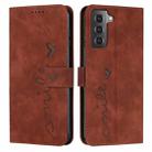 For Samsung Galaxy S21 Skin Feel Heart Pattern Leather Phone Case(Brown) - 1