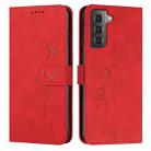 For Samsung Galaxy S21 Skin Feel Heart Pattern Leather Phone Case(Red) - 1