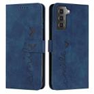 For Samsung Galaxy S21 Skin Feel Heart Pattern Leather Phone Case(Blue) - 1