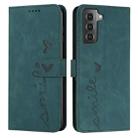 For Samsung Galaxy S21 Skin Feel Heart Pattern Leather Phone Case(Green) - 1