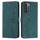 For Samsung Galaxy S21+ Skin Feel Heart Pattern Leather Phone Case(Green) - 1
