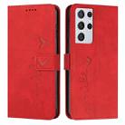 For Samsung Galaxy S21 Ultra Skin Feel Heart Pattern Leather Phone Case(Red) - 1