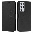 For Samsung Galaxy S21 Ultra Skin Feel Heart Pattern Leather Phone Case(Black) - 1