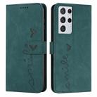For Samsung Galaxy S21 Ultra Skin Feel Heart Pattern Leather Phone Case(Green) - 1