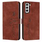 For Samsung Galaxy S22 Skin Feel Heart Pattern Leather Phone Case(Brown) - 1