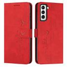 For Samsung Galaxy S22 Skin Feel Heart Pattern Leather Phone Case(Red) - 1