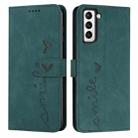 For Samsung Galaxy S22 Skin Feel Heart Pattern Leather Phone Case(Green) - 1