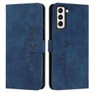 For Samsung Galaxy S22+ Skin Feel Heart Pattern Leather Phone Case(Blue) - 1