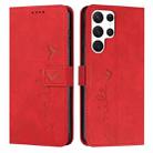 For Samsung Galaxy S22 Ultra Skin Feel Heart Pattern Leather Phone Case(Red) - 1