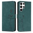 For Samsung Galaxy S22 Ultra Skin Feel Heart Pattern Leather Phone Case(Green) - 1