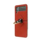 For Samsung Galaxy Z Flip3 5G Cross Texture Genuine Leather Folding Phone Case(Red) - 1