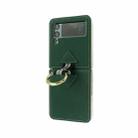 For Samsung Galaxy Z Flip3 5G Cross Texture Genuine Leather Folding Phone Case(Dark Green) - 1