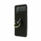 For Samsung Galaxy Z Flip3 5G Cross Texture Genuine Leather Folding Phone Case(Black) - 1