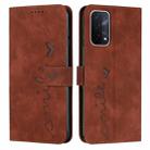 For OPPO A54/A74/A93 Skin Feel Heart Pattern Leather Phone Case(Brown) - 1