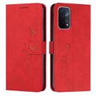 For OPPO A54/A74/A93 Skin Feel Heart Pattern Leather Phone Case(Red) - 1