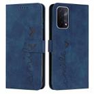 For OPPO A54/A74/A93 Skin Feel Heart Pattern Leather Phone Case(Blue) - 1