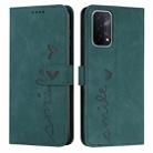 For OPPO A54/A74/A93 Skin Feel Heart Pattern Leather Phone Case(Green) - 1