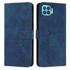 For OPPO A73/F17 Skin Feel Heart Pattern Leather Phone Case(Blue) - 1