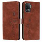 For OPPO A94 4G/F19 Pro Skin Feel Heart Pattern Leather Phone Case(Brown) - 1