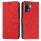 For OPPO A94 4G/F19 Pro Skin Feel Heart Pattern Leather Phone Case(Red) - 1