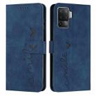 For OPPO A94 4G/F19 Pro Skin Feel Heart Pattern Leather Phone Case(Blue) - 1