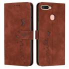 For OPPO A7/A5s/A12 Skin Feel Heart Pattern Leather Phone Case(Brown) - 1