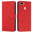 For OPPO A7/A5s/A12 Skin Feel Heart Pattern Leather Phone Case(Red) - 1