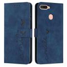 For OPPO A7/A5s/A12 Skin Feel Heart Pattern Leather Phone Case(Blue) - 1