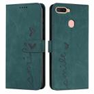 For OPPO A7/A5s/A12 Skin Feel Heart Pattern Leather Phone Case(Green) - 1