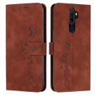 For Oppo A9 2020 Skin Feel Heart Pattern Leather Phone Case(Brown) - 1
