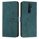 For Oppo A9 2020 Skin Feel Heart Pattern Leather Phone Case(Green) - 1