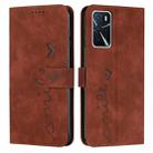 For OPPO A16/A16s Skin Feel Heart Pattern Leather Phone Case(Brown) - 1