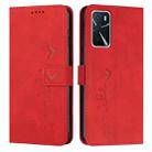 For OPPO A16/A16s Skin Feel Heart Pattern Leather Phone Case(Red) - 1